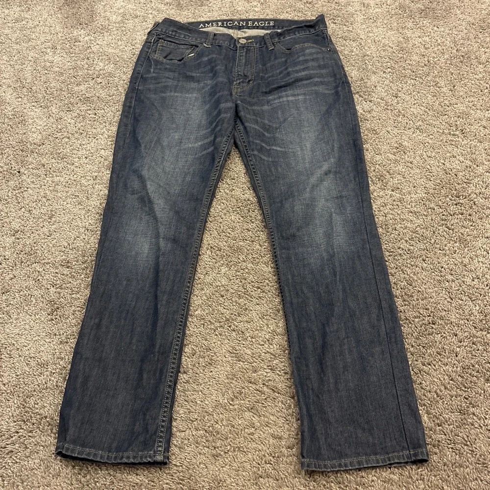 American Eagle Low Rise Boot Cut Jeans Mens 33x30 Blue Wide Leg Denim Y2k Rare